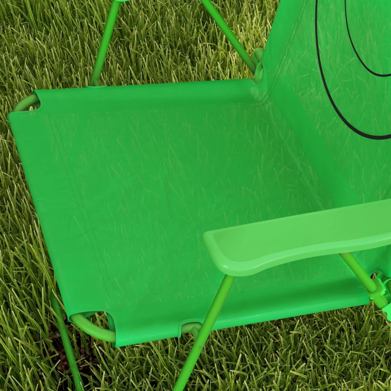 Outsunny Kids Folding Picnic Table Chair Set w/ Parasol, Green
