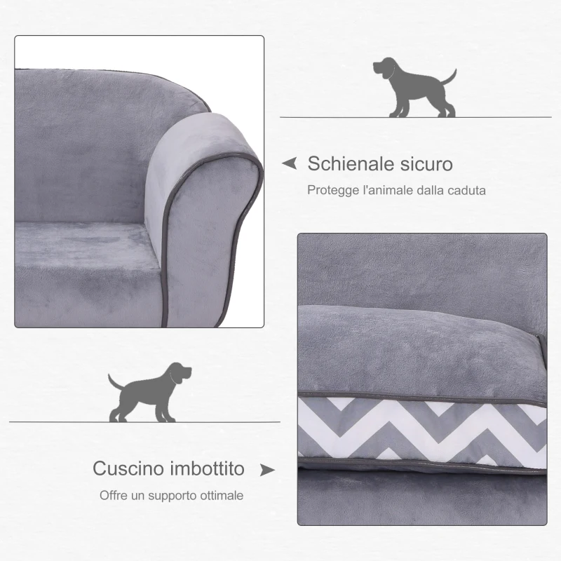 PawHut Divano Poltrona Lounge Cani Animali Domestici Portata 15kg 73.5×41×33cm