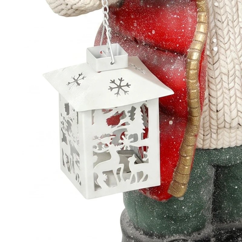 HOMCOM Kerstdecoratie, rendier met lantaarn, led, op batterijen, 25,5 x 19,5 x 52 cm, rood