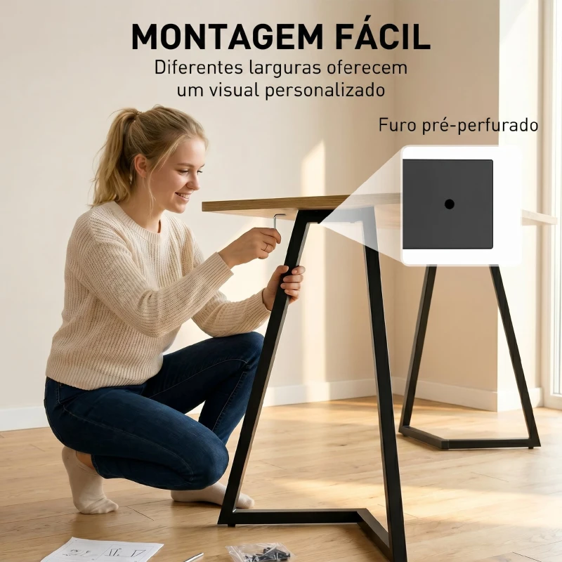 HOMCOM Conjunto de 4 Pernas de Mesa Quadradas Industriais para Móveis com Pés Ajustáveis 43x3x72 cm Preto