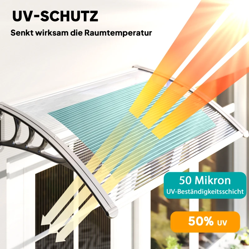 Outsunny Luifel, Voordeurluifel, Overkapping voor ingangen en ramen, 100L x 75B x 23H cm, Zilver