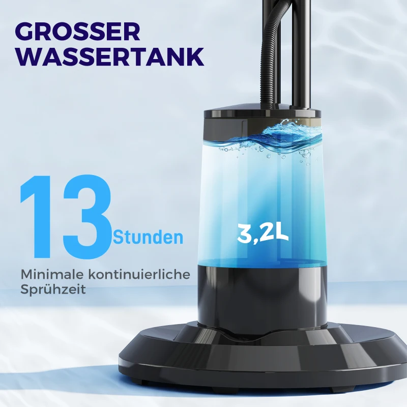 HOMCOM ventilator, nevelventilator, 3 snelheden, timer, luchtbevochtiger, zwart