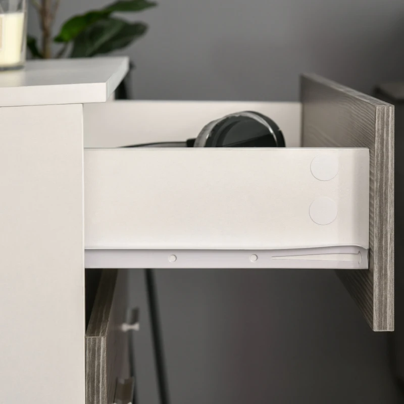 HOMCOM Cómoda com 4 Gavetas Moderna para Dormitório Corredor Sala de Estar 76x35x72 cm Cinzento e Branco