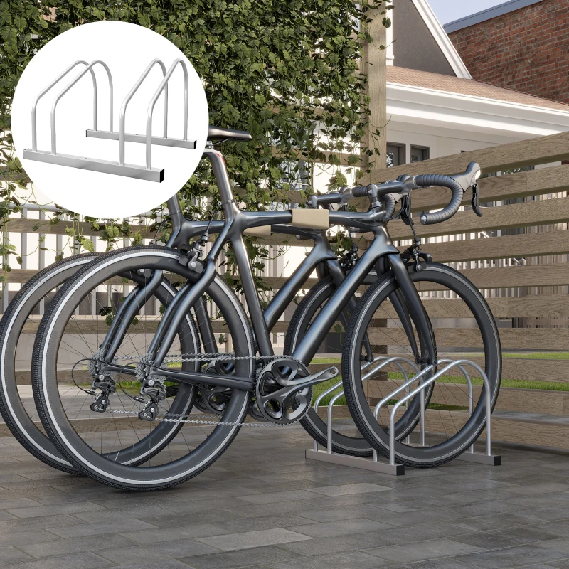 SPORTNOW Rastrelliera per 2 Biciclette in Acciaio con Posizione Regolabile, 50x34x27.5 cm, Argento
