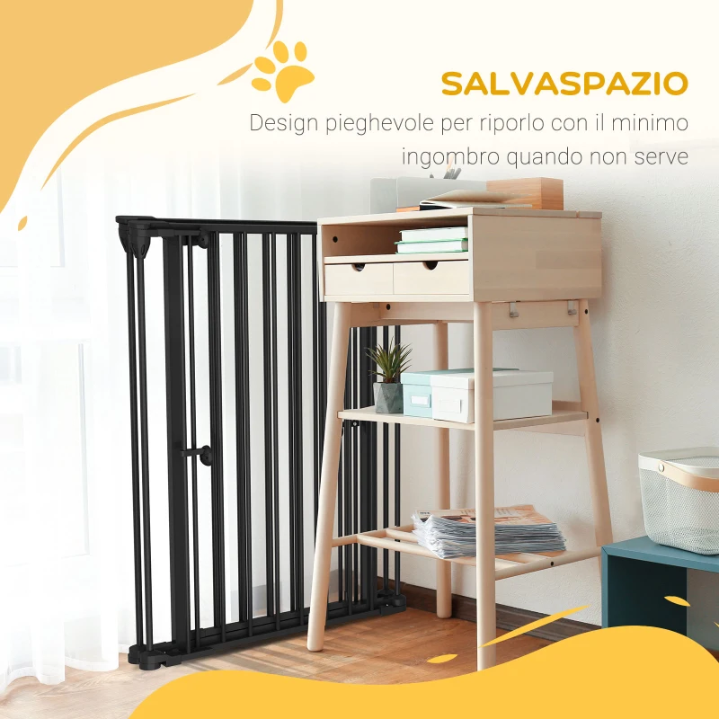PawHut Cancelletto per Cani Taglia Media a 3 Pannelli con Doppio Sistema di Blocco, 206x90cm, Nero