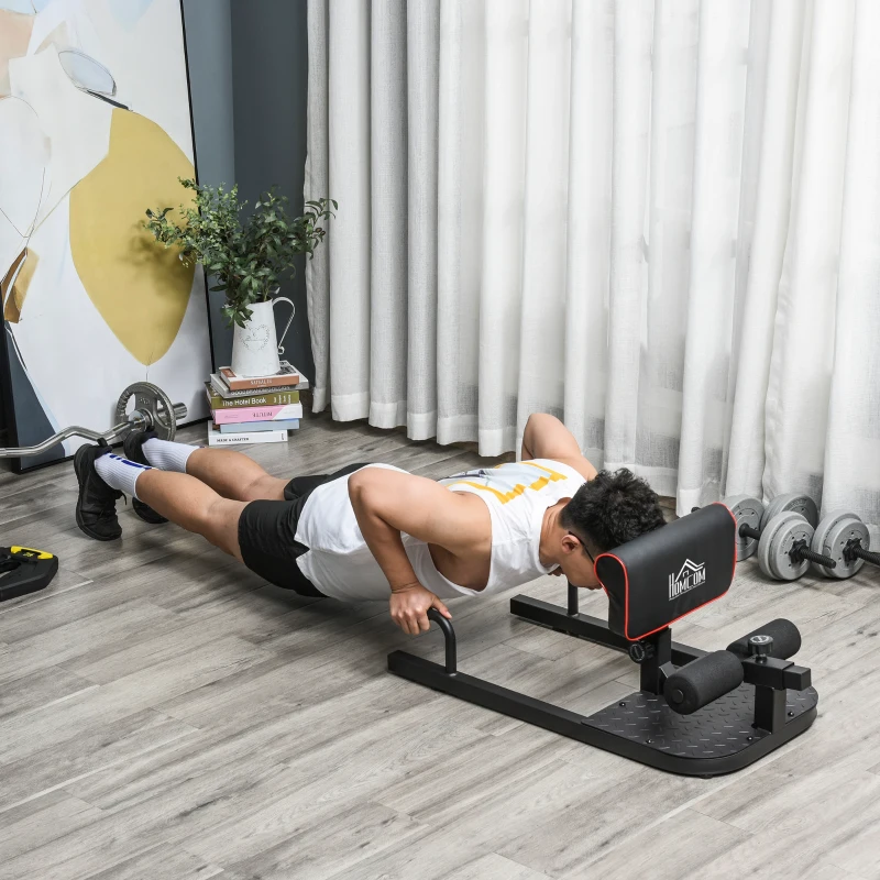 HOMCOM Macchina Squat 3 in 1, Macchina per Deep Sissy Squat Sit Up Push Up Regolabile Acciaio, Multifunzione, per Fitness, Allenamento, Leg Press, Addominali e Flessioni, Nero