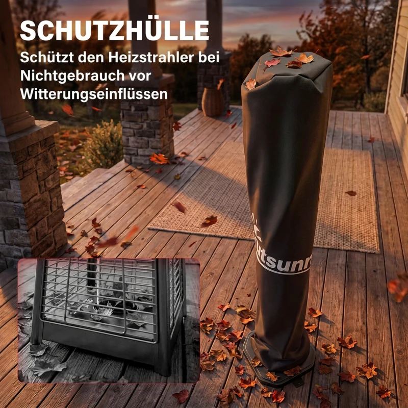 Outsunny Infrarot Heizstrahler 2000W Carbonfaser Standheizstrahler mit Fernbedienung 8 Heizstufen Schutzhülle Timer Kippschutz