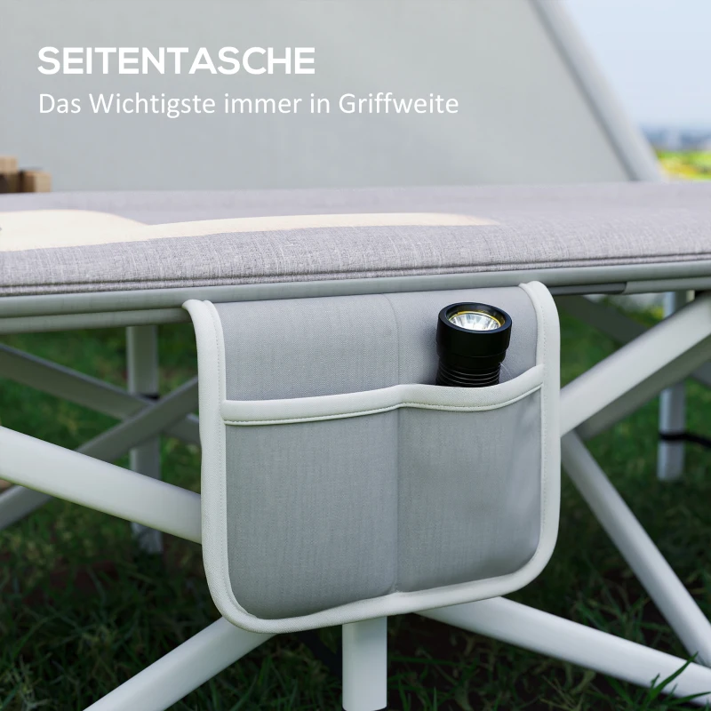 Outsunny Veldbed, Campingbed, opvouwbaar, zacht, tot 200 kg, roestvrij stalen frame, 185x65x37cm, Grijs