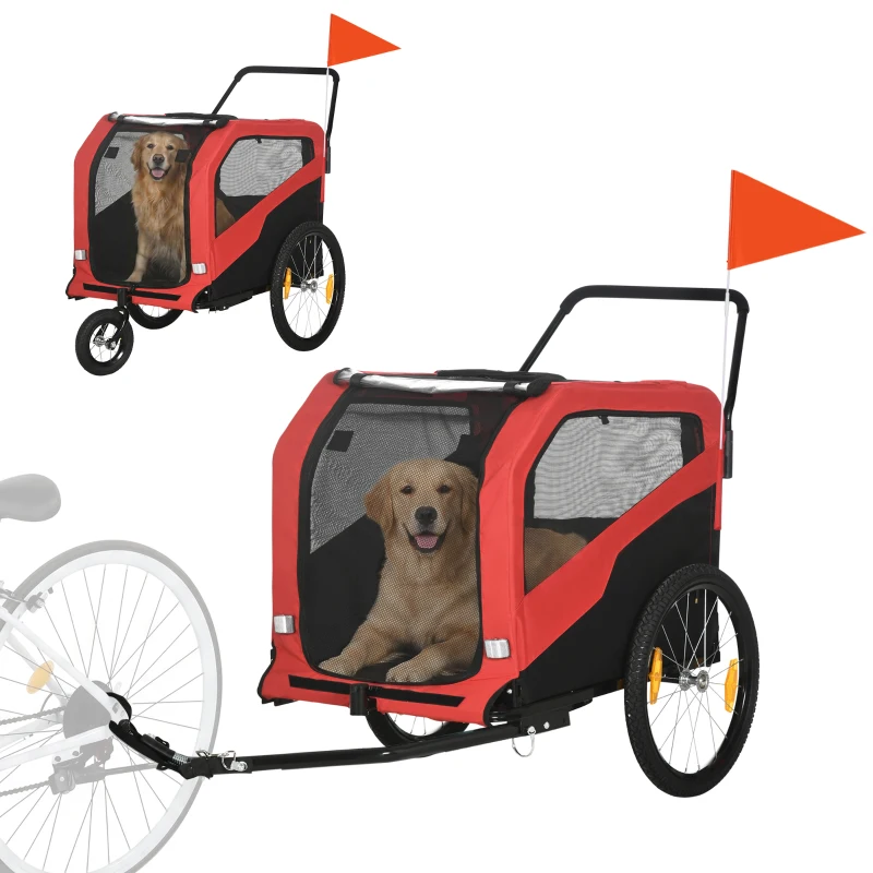 PawHut Fietskar voor kinderen, inclusief reflectoren, 1 vlag, 170 cm x 77 cm x 90 cm, Rood