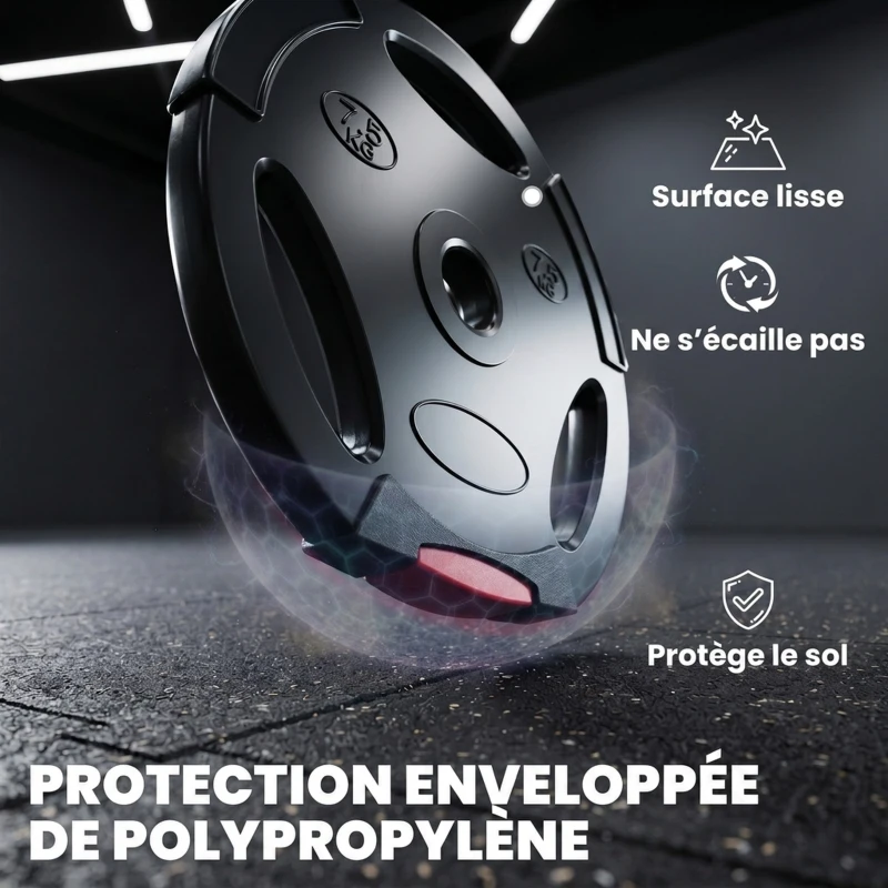 SPORTNOW Disques de poids, plaques de poids 2 x 5 kg et 2 x 7,5 kg, à trois poignées avec trous de Ø 25 mm, noir