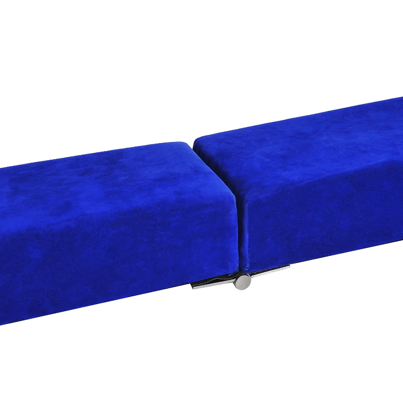 HOMCOM Poutre de gymnastique pliable poutre d'équilibre antidérapante 2,4 m revêtement daim bleu