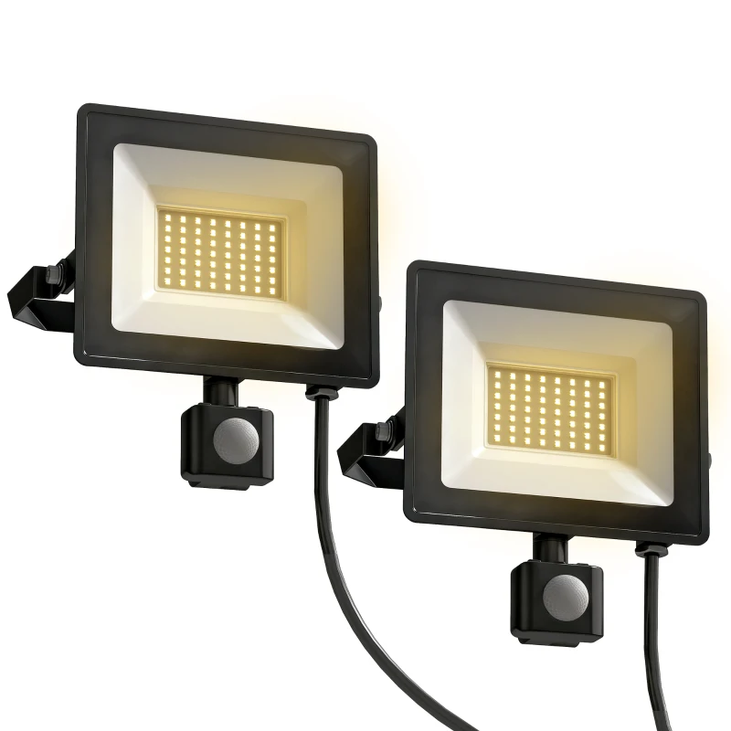 HOMCOM 50W Arbeitslampe, verstellbar, 3 Modi, Aluminium, flexibel einsetzbar, Schwarz