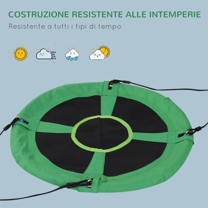 HOMCOM Altalena da Giardino con Rete Traspirante per Bambini Φ100x4.5cm Verde