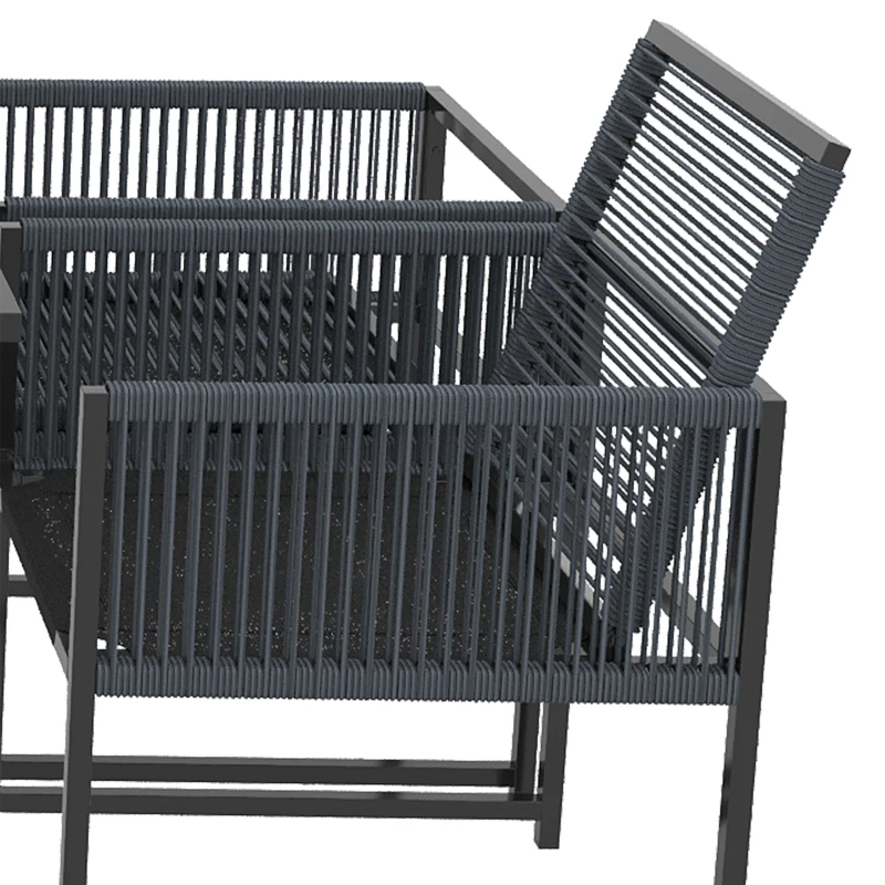 Outsunny 5 Pieces Garden Dining Set, Outdoor Patio Cube Set, 4 Seater Outdoor Table and Chairs with Foldable Backrest, Dark Grey