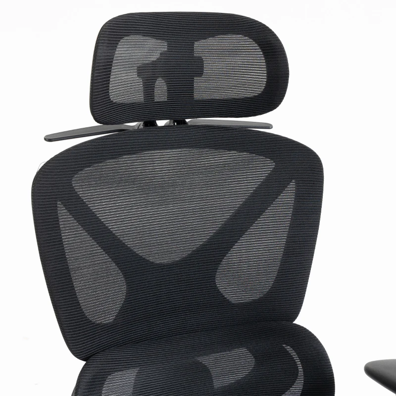HOMCOM Mesh Desk Chair with 3D Armrests, Ergonomic Office Chair with Rotatable Headrest, Black