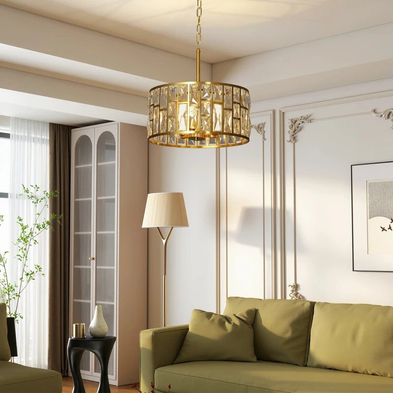 HOMCOM 72 Glass Crystallite Chandelier - Gold-Tone