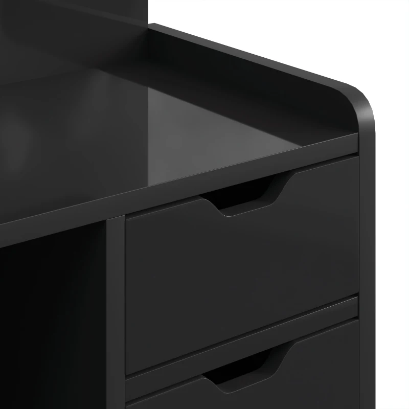 HOMCOM Bedside Table, Small Bedside Cabinet with 2 Drawers and Storage Shelves for Bedroom, Black Wood Effect