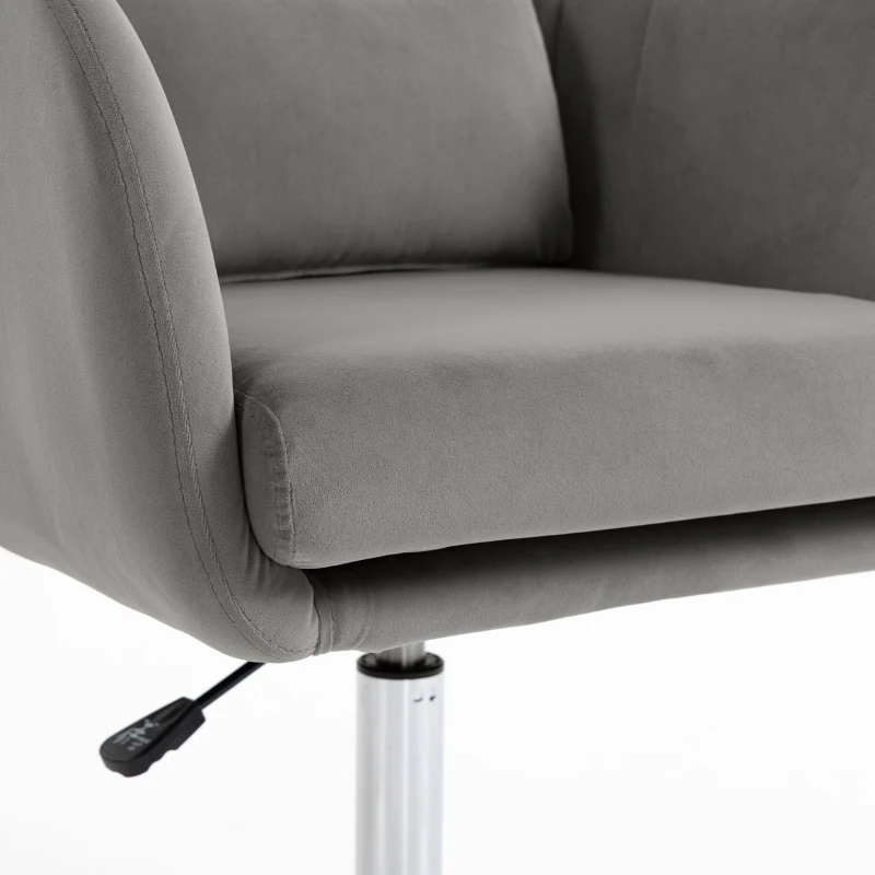 HOMCOM Retro Velvet Swivel Tub Chair with Steel Frame, Cushion Seat, Grey