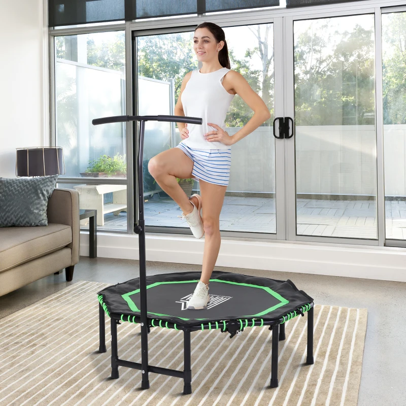 HOMCOM Fitnesstrampoline voor kinderen en volwassenen tuintrampoline groen + zwart
