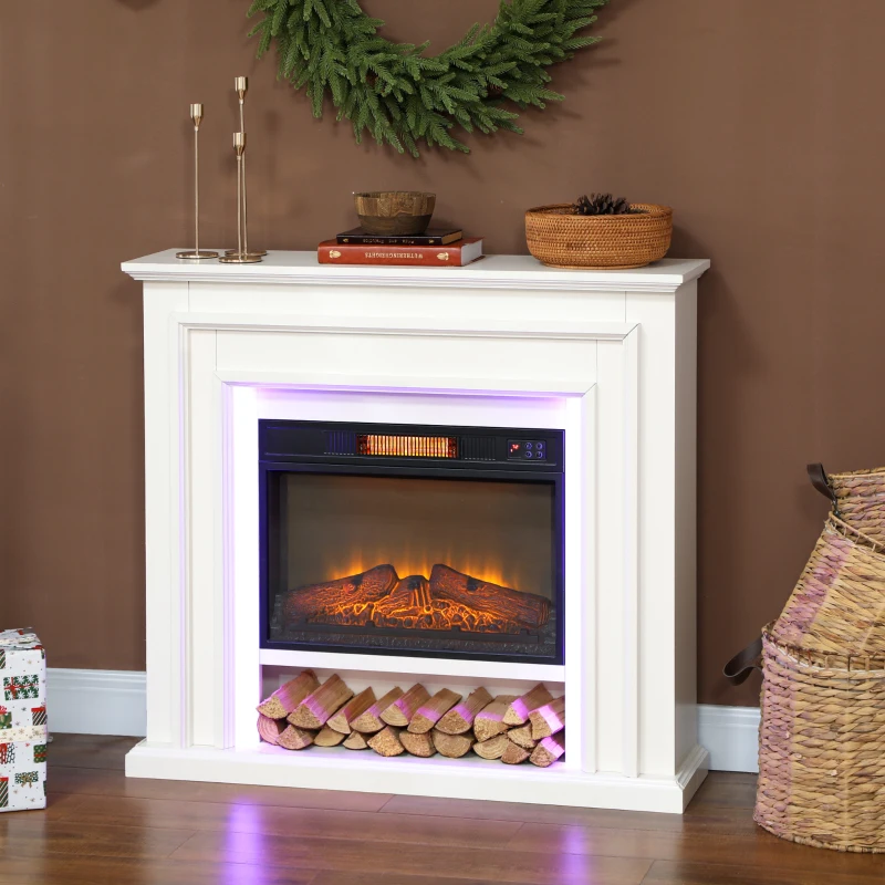 HOMCOM 4777 BTU Multicolour LED Electric Fireplace - White