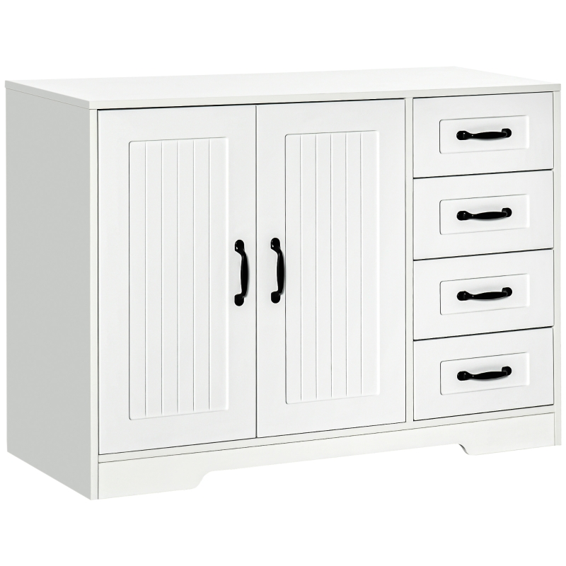 HOMCOM Dressoir, modern stijl, 4 lades, 1 kast, 105 cm x 40 cm x 76 cm, Wit