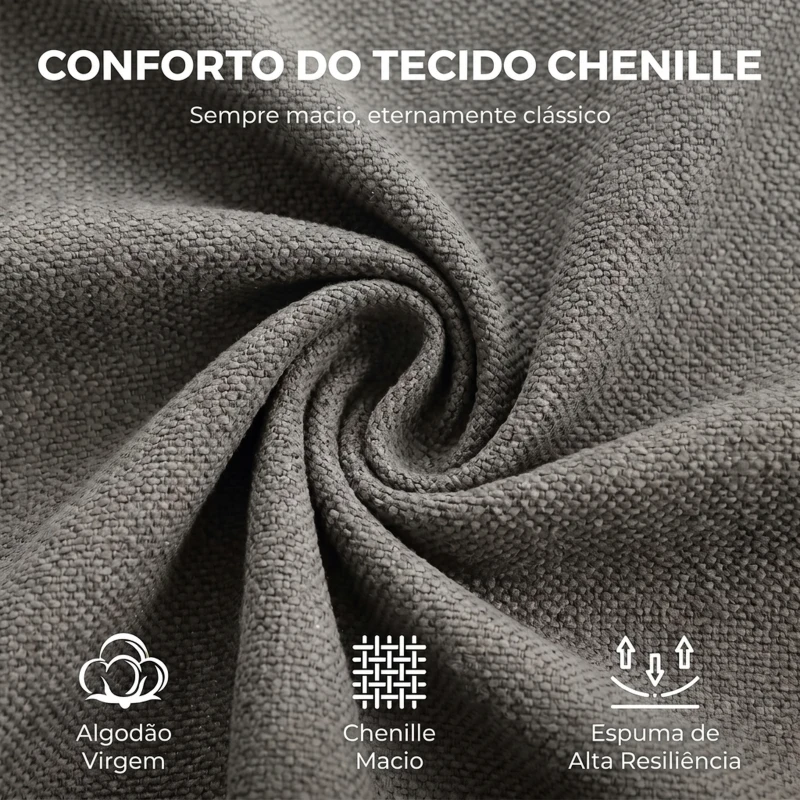 HOMCOM Cadeira de Escritório em Chenille com Rodas, Função Basculante, Altura Ajustável e Acolchoamento Espesso, Cinzenta