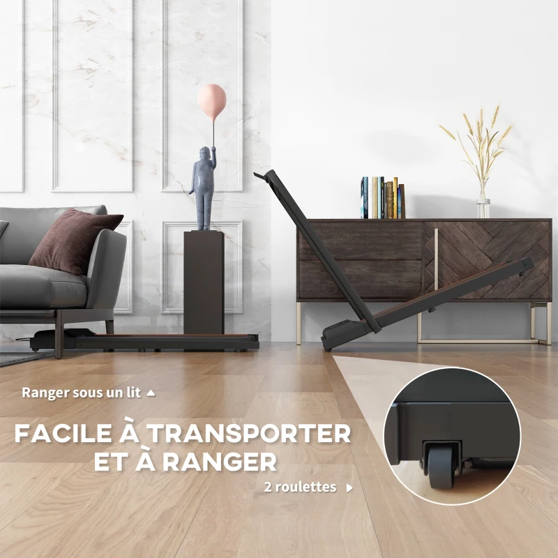 SPORTNOW Tapis de marche électrique pliable vitesse jusqu'à 6 km/h puissance 2,5 CV écran LED télécommande acier noir