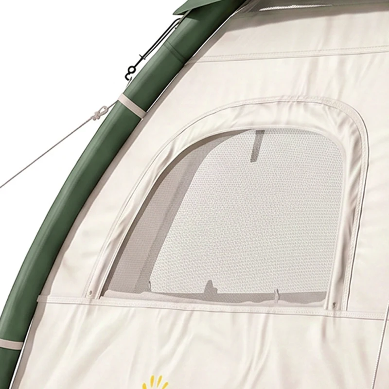 Outsunny Inflatable Camping Tent with Rainfly, 2-3 Man Air Tent 3000mm Waterproof Blow Up Tents, Beige