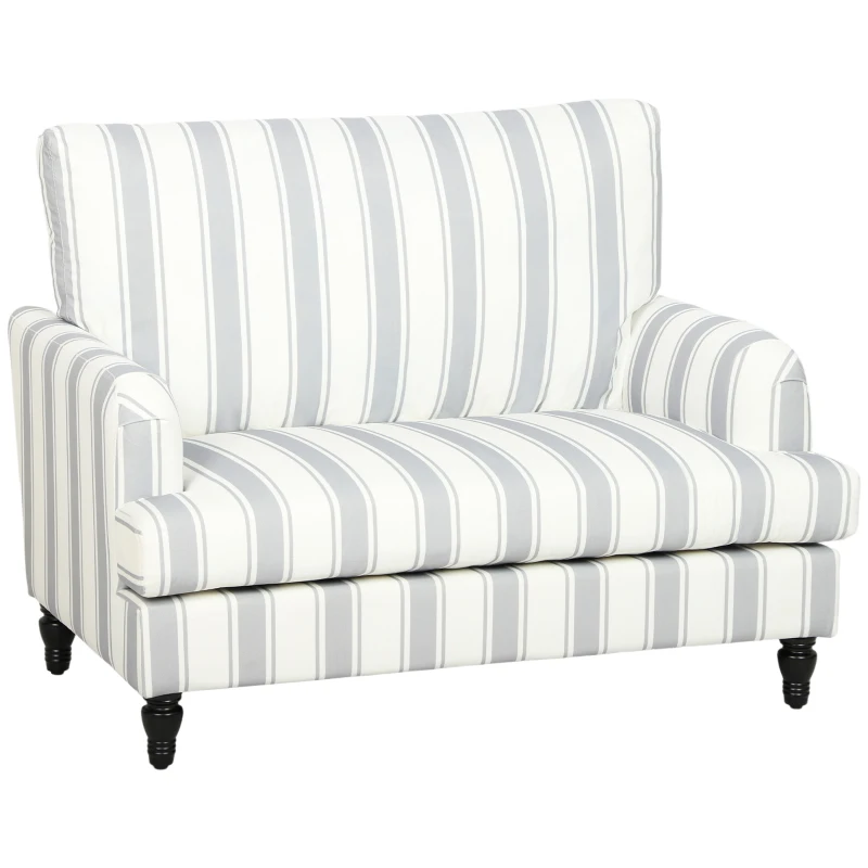 HOMCOM Velvet Single Sofa Armchair, Modern Accent Chair with Stripes, Turned Legs and Wide Seat, Grey