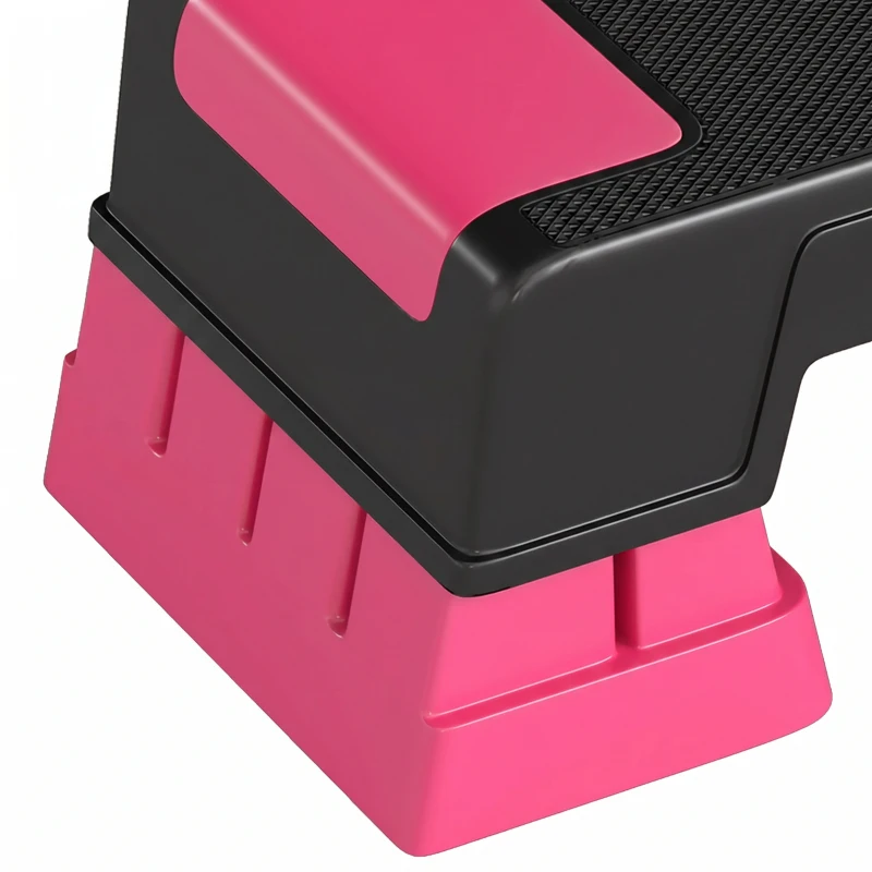 SPORTNOW Verstelbaar Stepbord Fitness Aerobic Stepper met 3 Hoogtestanden (12/17,5/22,5 cm), Antislip Mat Zwart + Roze