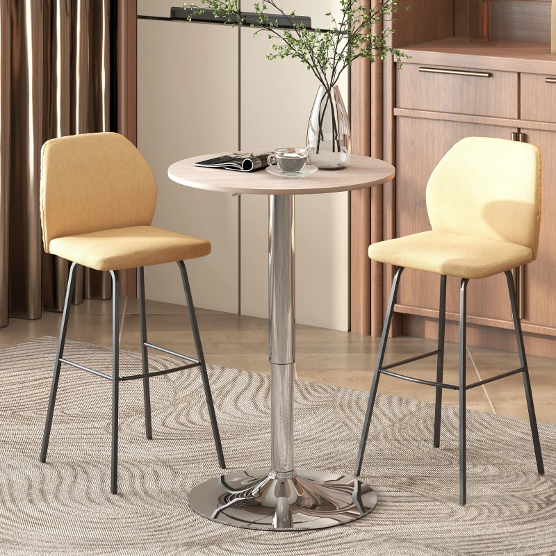 HOMCOM Mesa de Bar com Altura Ajustável Giratória 360° com Base Redonda Mesa Alta Moderna para Cozinha Ø60x67-93 cm Madeira