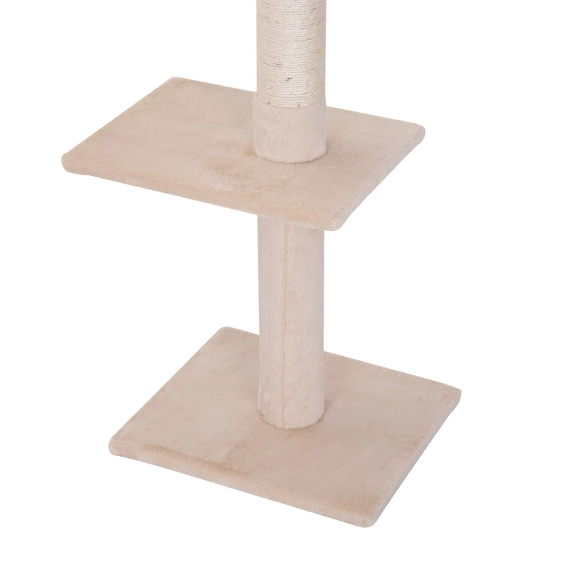 PawHut kattenboom krabboom kattenkrabboom met sisalpalen in hoogte verstelbaar beige(m-10)