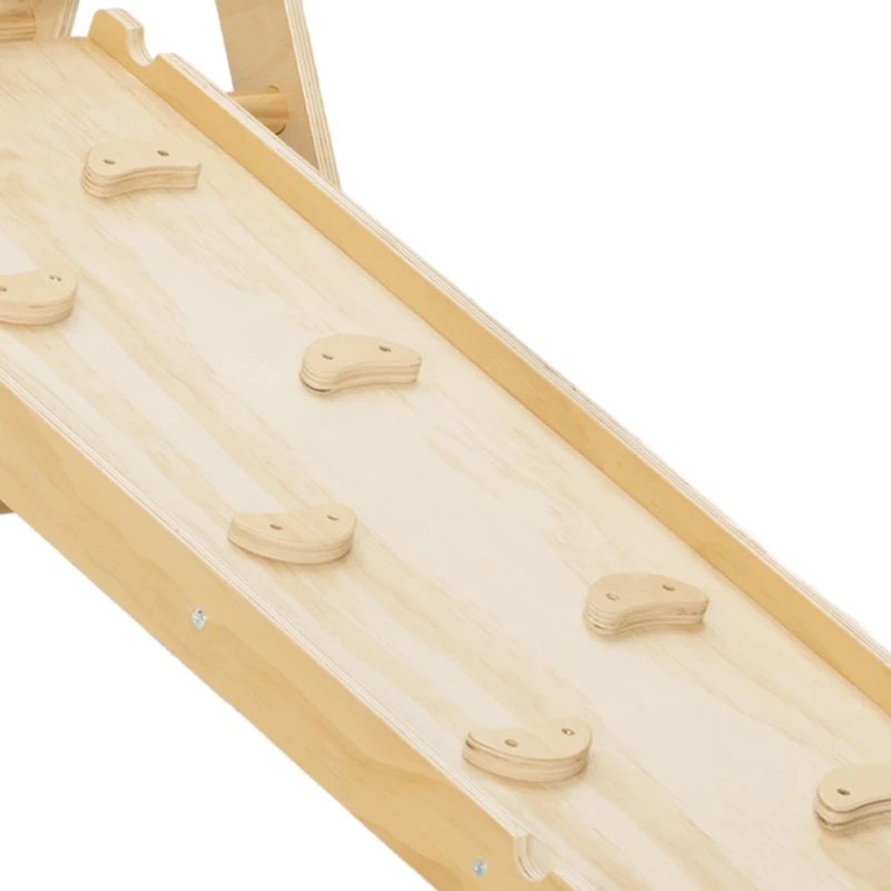 AIYAPLAY Houten klimset voor kinderen met driehoeksladder en dubbelzijdige glijbaan, voor kinderen van 18-48 maanden(m-12)
