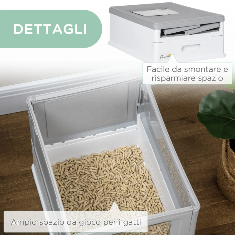 PawHut Lettiera per Gatti Chiusa in PP a 2 Porte con Paletta e Vassoio Estraibile, 47.5x35.5x36.7 cm