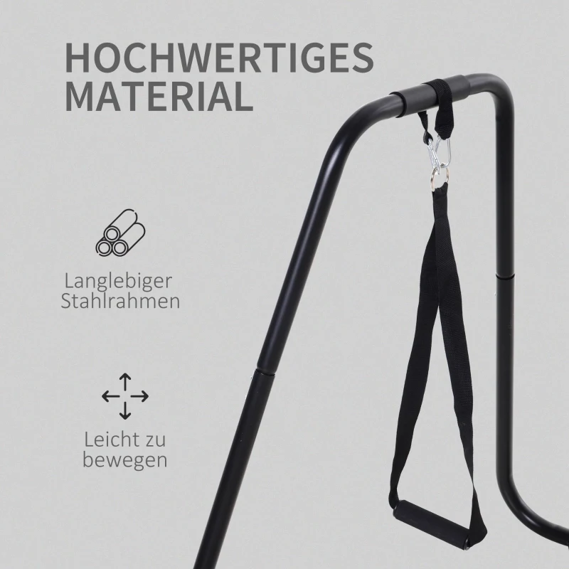 HOMCOM® Dipstation met slingtrainer dipstandaard parallel staven slingtrainer, staal, zwart, 90 x 81 x 92.5 cm