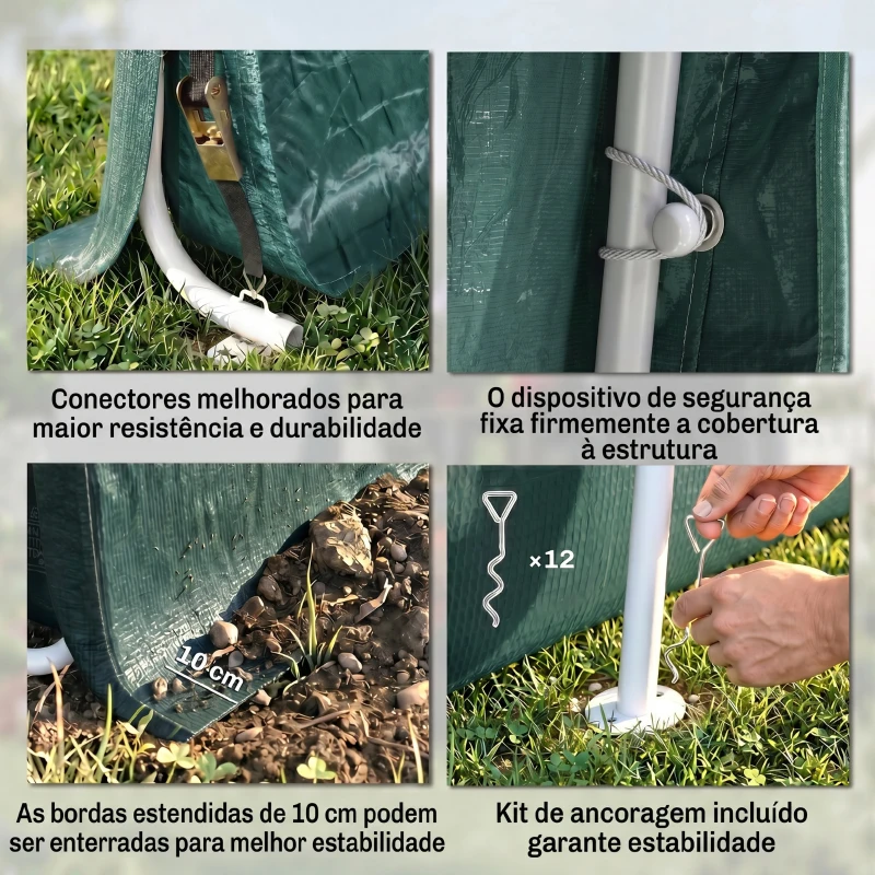 Outsunny Abrigo de Exterior para Ferramentas Bicicleta 2,4x2x2,02 m Abrigo de Armazenamento com 2 Portas  Anti-UV para Jardim Verde
