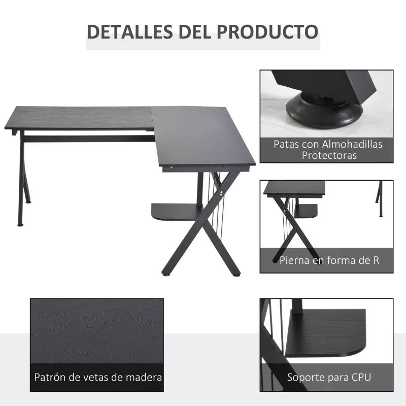 HOMCOM Mesa de Ordenador PC de Tabla de Madera Mesa Esquinera de Angulo para Oficina Dormitorio Hogar Escuela