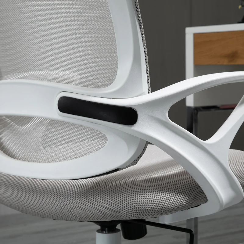 Vinsetto Bureaustoel, Schrijfstafstoel met Wielen, Ergonomisch, In Hoogte Verstelbaar, Grijs