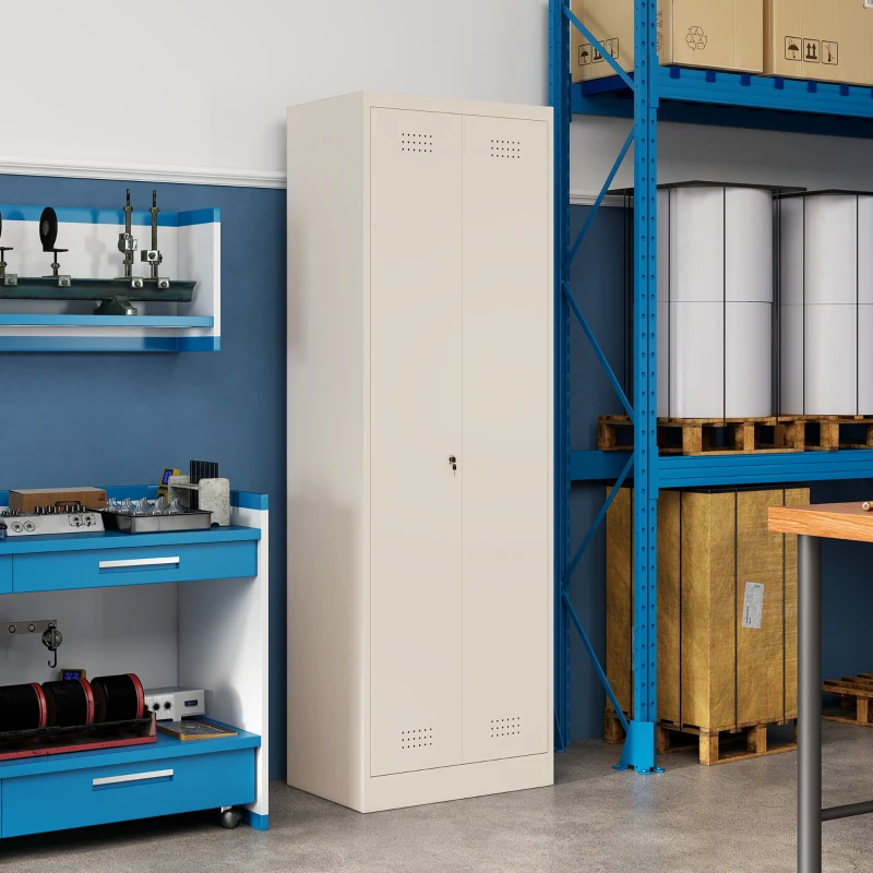 HOMCOM Besenschrank Mehrzweckschrank aus Stahl Vorratsschrank mit Staubsaugerfach & Verstellbaren Einlegeböden 60 x 40 x 165 cm