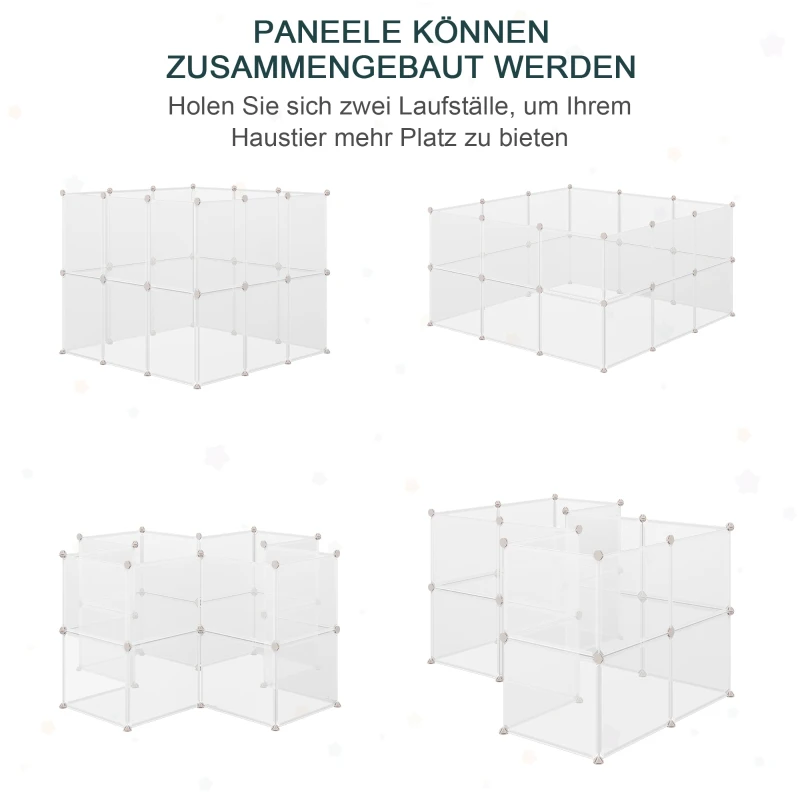 PawHut Box doe-het-zelf puppy-box kleine huisdieren loopbox 12 panelen wit(m-6)