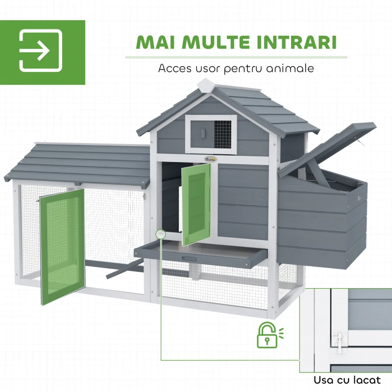 Pawhut Cotet Lemn Prefabricat – Pentru 2 Gaini, Ideal pentru Gradina