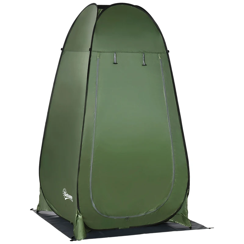 Outsunny Tente de douche de camping pop up pliable avec sac de transport polyester dim. 126L x 124l x 198H cm - vert