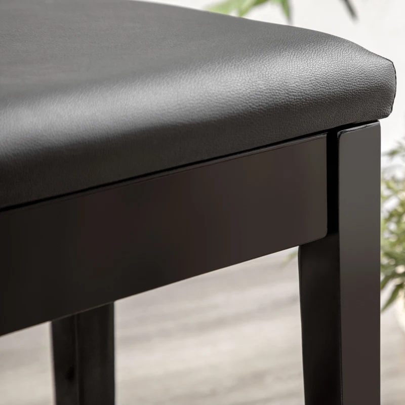 HOMCOM Piano bank, pianobank voor 1 persoon, gestoffeerd, houten poten, zwart.