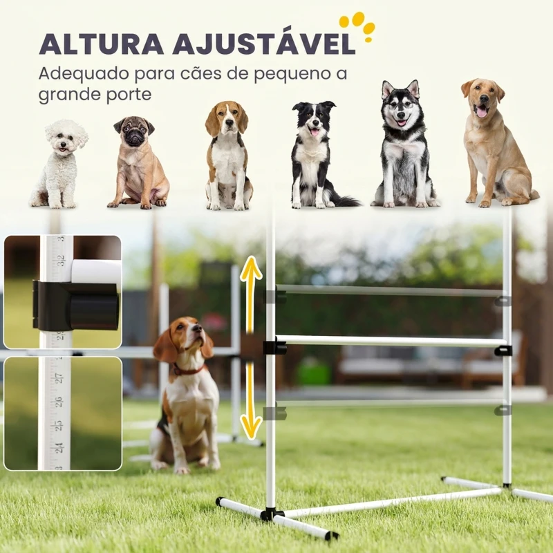 PawHut Conjunto de Treinamento de Agilidade para Cães 4 Peças Obstáculos de Salto com Altura Ajustável 99x65x94 cm  Azul