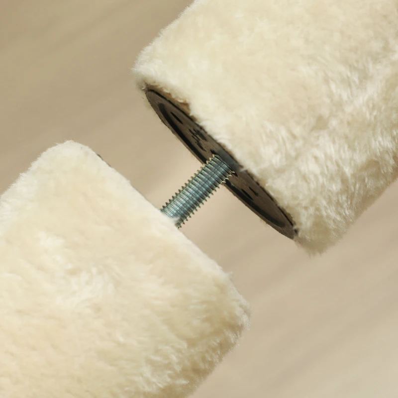 PawHut Krabpaal Plafondhoog, Verstelbaar 225-275 cm Kattenboom, Kattenkrabpaal met Krabpalen, 5 Platforms, Kattentoren voor middelgrote katten, Crèmewit