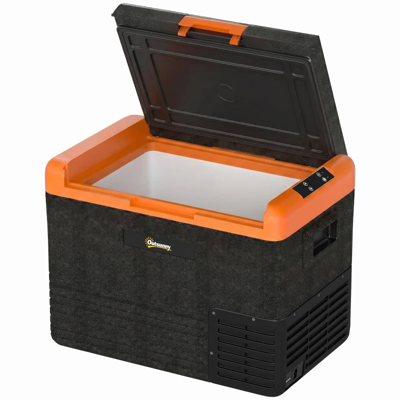 Outsunny Glacière électrique 40L portable, réfrigérateur congélateur avec poignées - dim. 58,7L x 36,5l x 43,8H cm orange et noir
