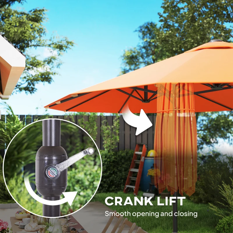 Outsunny 4.6m Double Garden Parasol - Orange