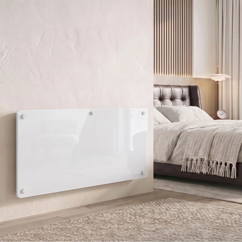 HOMCOM Smart Panel Heater Wall Mounted Freestanding, Electric Heater with Weekly Timer, Open Window & Anti-Frost, 2000W, White