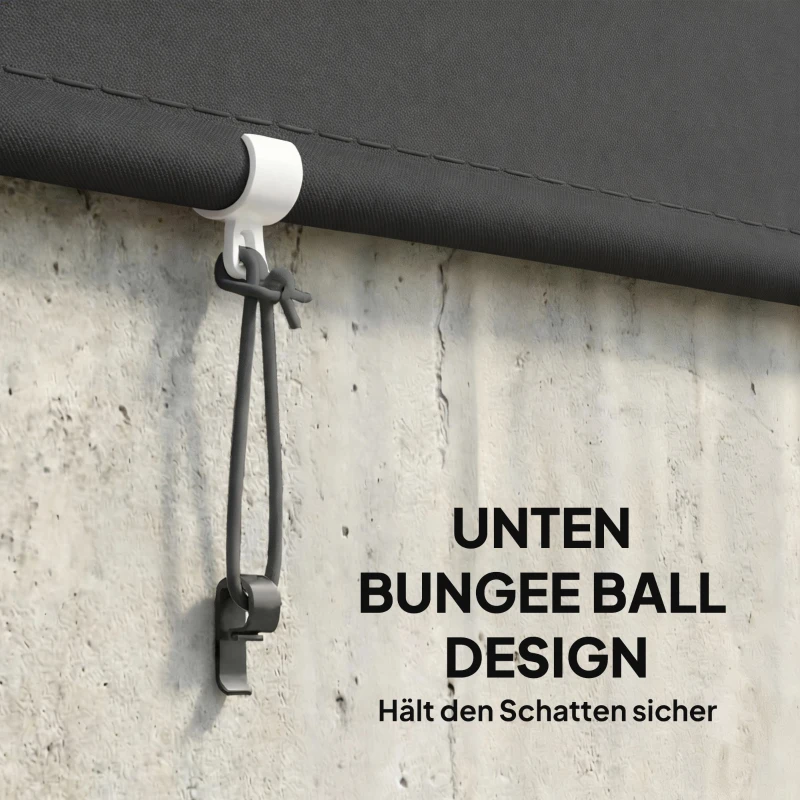 Outsunny Außenrollo 160 x 240 cm Ausziehbar Balkonrollo mit Perlenzug UPF30+ Senkrechtmarkise Dunkelgrau