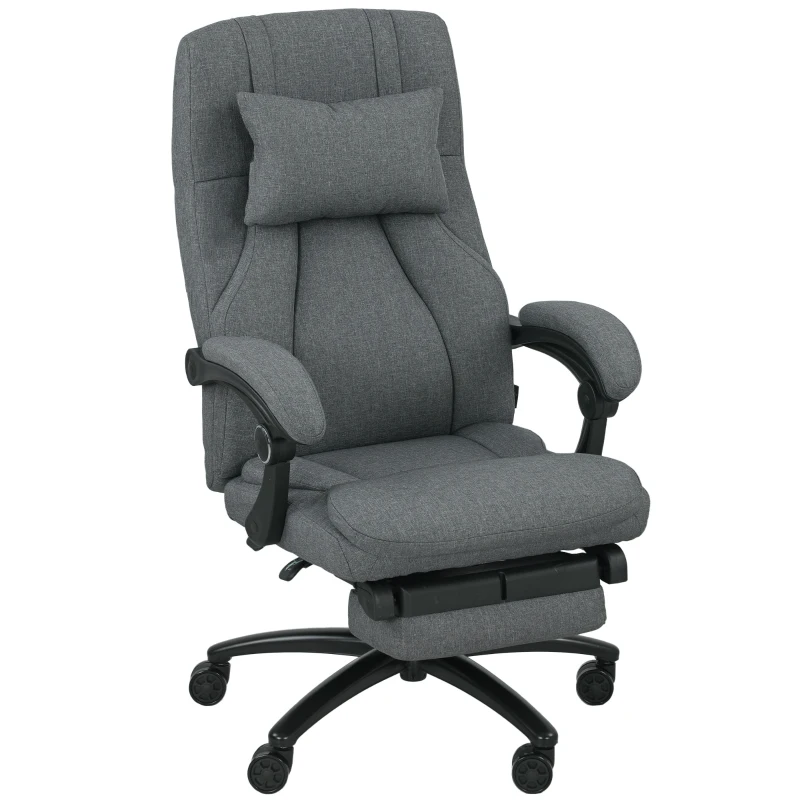 Vinsetto Massagewerkstoel, USB-aansluiting, draaibare wielen, Donkergrijs(m-10)
